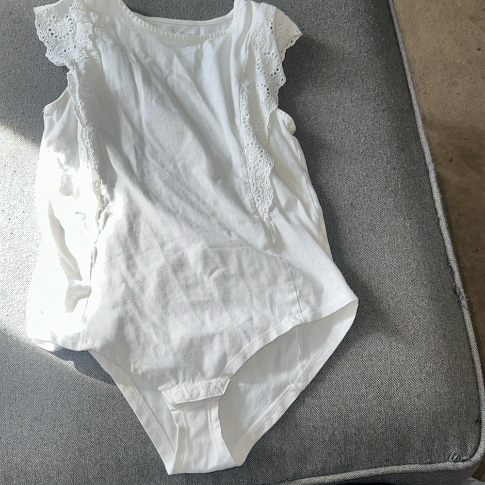 Girls white eyelet bodysuit